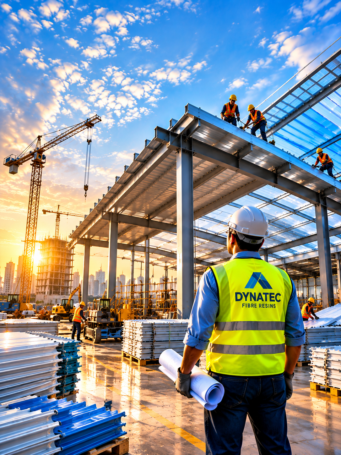 Construction project with roofing structure